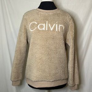 Calvin Klein womens beige sherpa sweatshirt